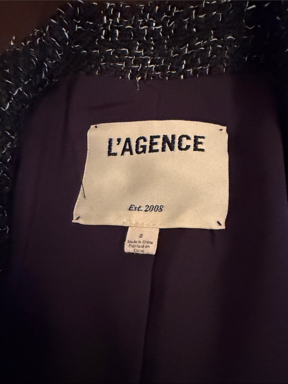 L’AGENCE Black Tweed Blazer with Gold-Tone Buttons size 2 - Picture 5 of 5